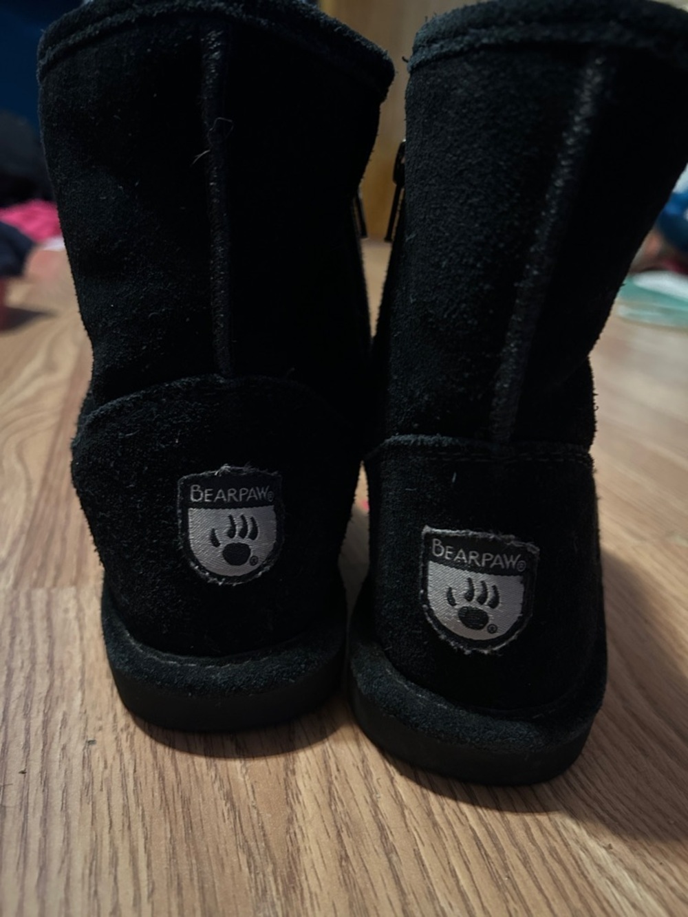 BearPaw Black Suede Mid-Calf Shearling Boots